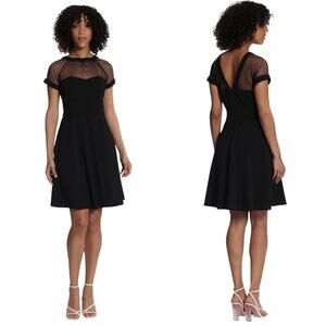 Maggy London Illusion Mini Dress black Fit and Flare  Rockabilly Size 10 Formal
